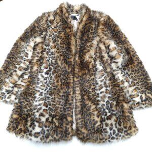 Banana Republic Faux Fur Leopard Coat Womens Sz XL